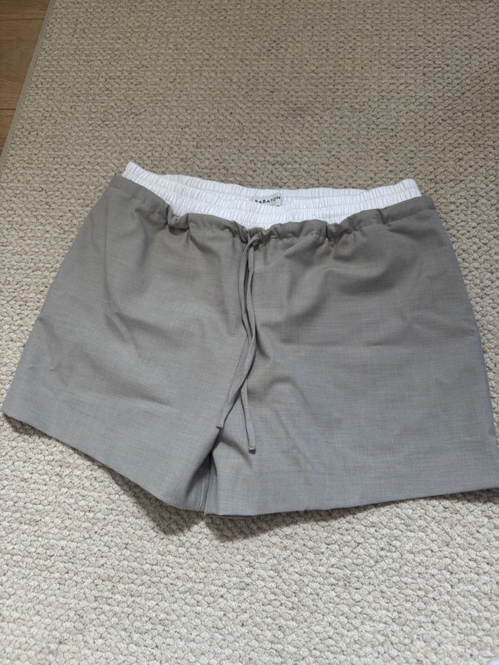 Aritzia Taupe High-Waist Drawstring Relaxed Shorts